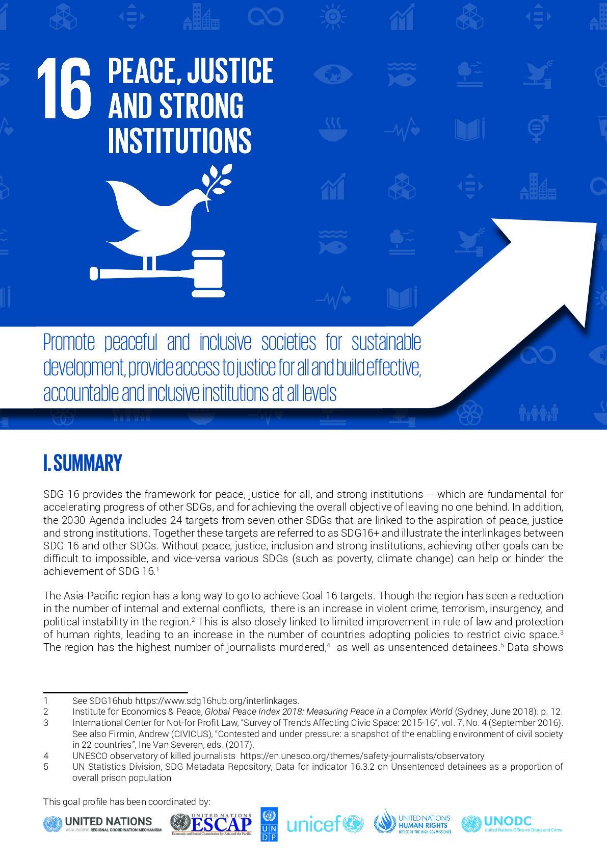 SDG 16 : Peace, Justice And Strong Institutions : Promote Peaceful And ...